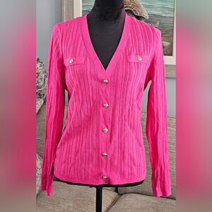 WHBM Long Sleeve Snap Front Cardigan Sz L